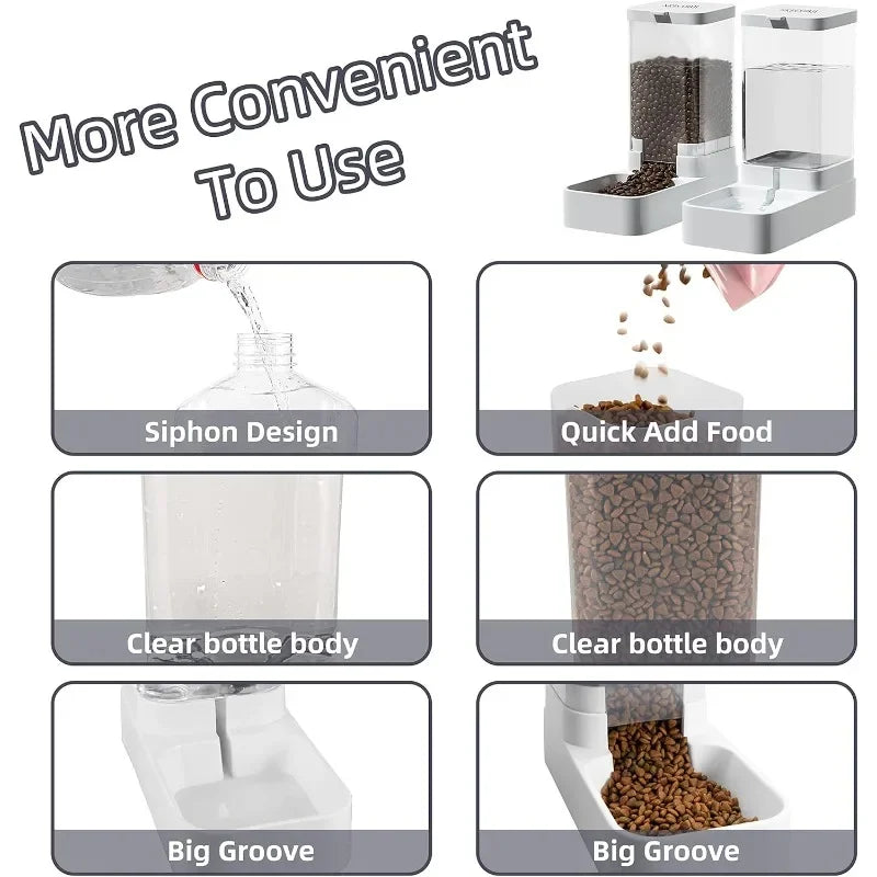 Pet Feeders and Drinkers Large Capacity Food Storage Dispenser Containers Durable Gravity Feeding Stations For Dogs And Cats