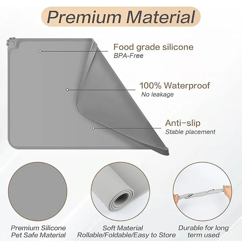 Silicone Pet Placemat Waterproof Non Slip Leak Proof Anti Spill Easy Clean Mat For Cat Dog Meal Mat Pet Supplies