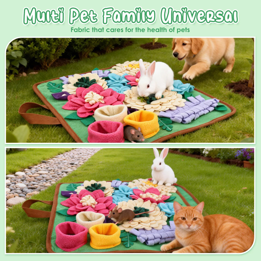 Pet Snuffle Mat Polyester Skin Friendly and Soft Dog Snuffle Toy with Handle Non Slip Pet Slow Feeding Mat Pet Supplies 39x34 CM