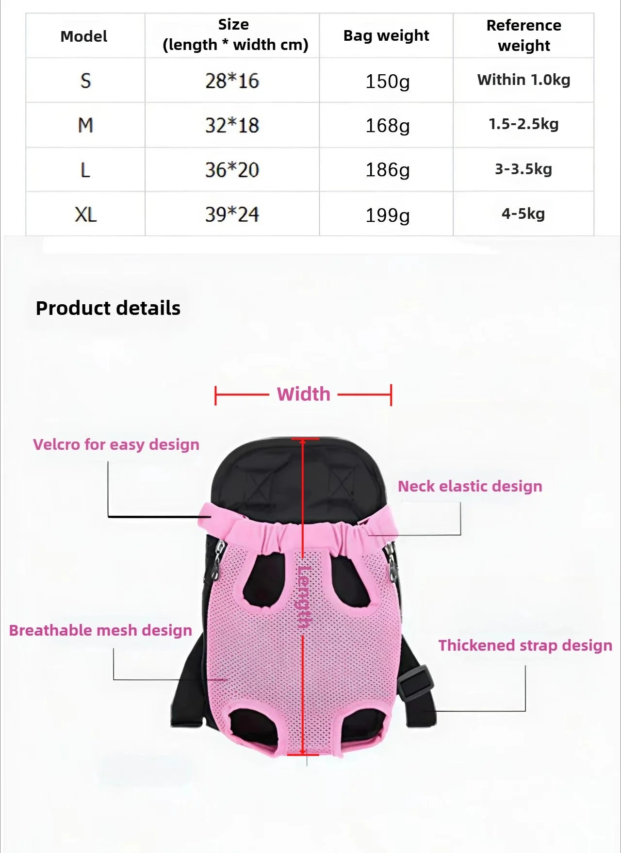 Pet Outdoor Backpack Dog carriers backpack on the chest Portable breathable folding backpack with mesh dog walking chest bag