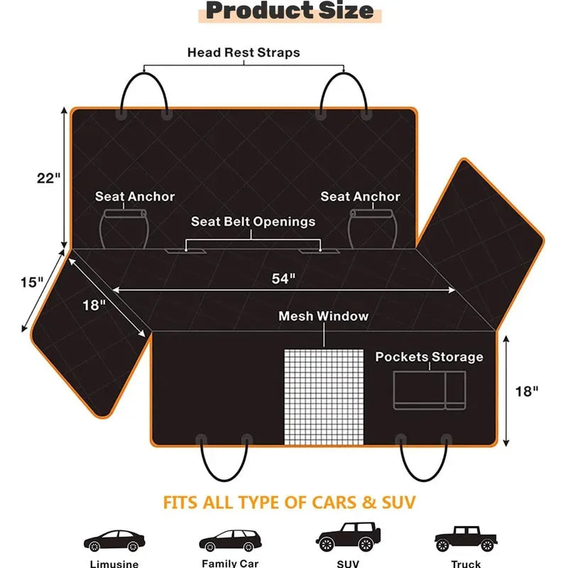 Car Pet Mats For Rear Seats Waterproof Anti-Slip Scratch-Resistant Dirt-Resistant Travel Car Mats Removable Washable Pet Product