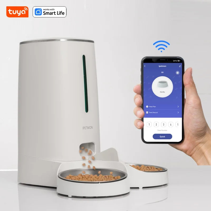 4L Automatic Pet Feeder for1/2Cats,WiFi Smart Feed Automatic Pet Feeder for Cats& Dogs,Timed Pet Food Dispenser with APP Control
