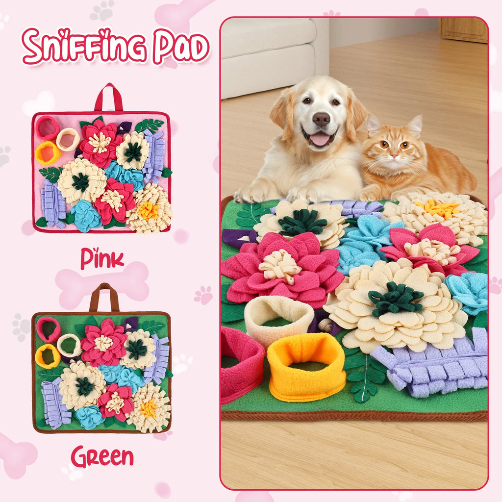 Pet Snuffle Mat Polyester Skin Friendly and Soft Dog Snuffle Toy with Handle Non Slip Pet Slow Feeding Mat Pet Supplies 39x34 CM