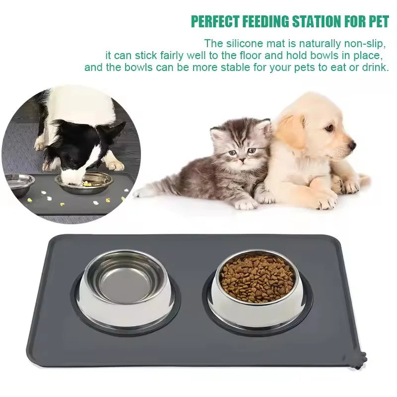 Silicone Pet Placemat Waterproof Non Slip Leak Proof Anti Spill Easy Clean Mat For Cat Dog Meal Mat Pet Supplies