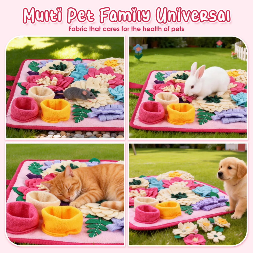 Pet Snuffle Mat Polyester Skin Friendly and Soft Dog Snuffle Toy with Handle Non Slip Pet Slow Feeding Mat Pet Supplies 39x34 CM