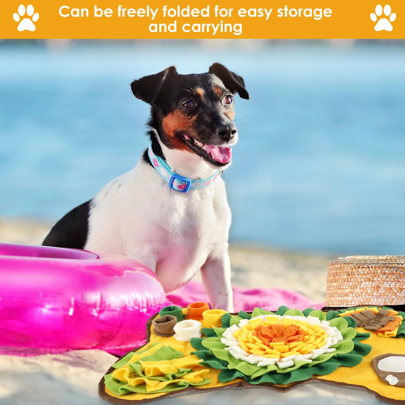 Pet Snuffle Mat Anti Slip Dogs Sniff Pad Soft Polyester Interactive Dog Treat Dispenser Mat for Pet Smell Training & Slow Feeder