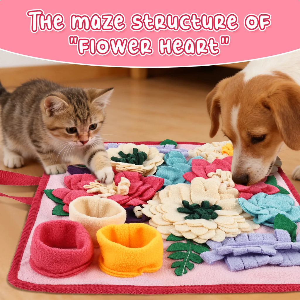 Pet Snuffle Mat Polyester Skin Friendly and Soft Dog Snuffle Toy with Handle Non Slip Pet Slow Feeding Mat Pet Supplies 39x34 CM