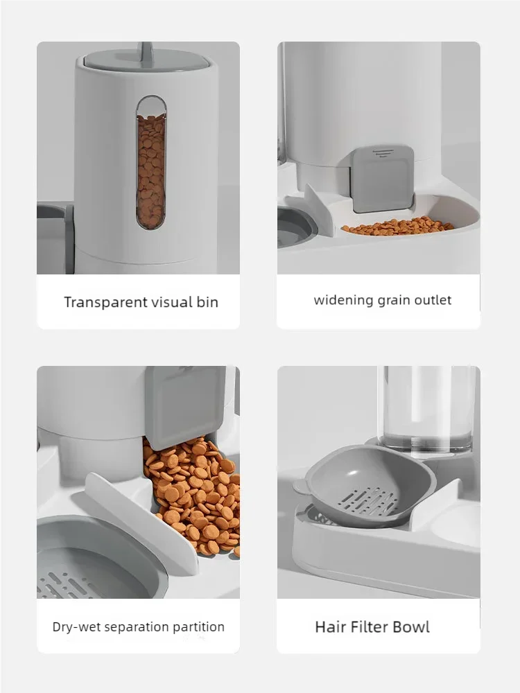 Automatic Cat Dog Feeder And Water Dispenser Combo Large Capacity Gravity Pet Food Water Feeder For Small Medium Pets