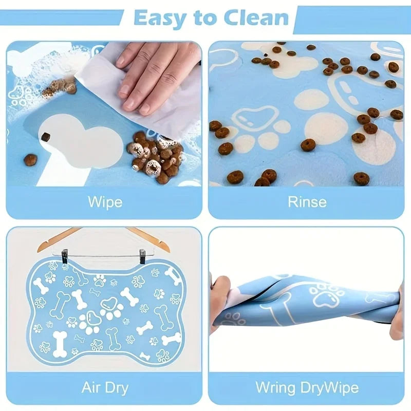 1pc Pet Feeding Mat - Non slip, Scratch resistant, Quick drying Pet Meal Mat, Suitable for Dogs and Cats - Easy to Clean