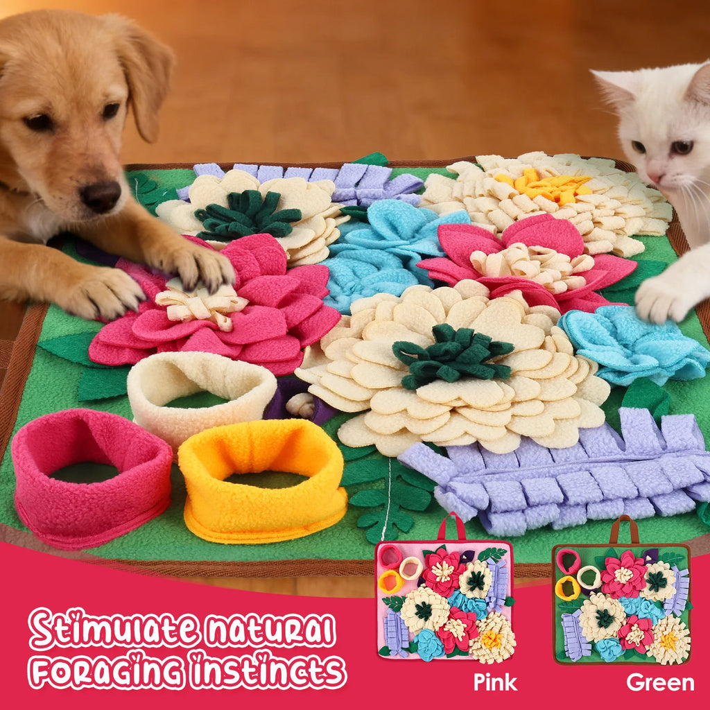 Pet Snuffle Mat Polyester Skin Friendly and Soft Dog Snuffle Toy with Handle Non Slip Pet Slow Feeding Mat Pet Supplies 39x34 CM