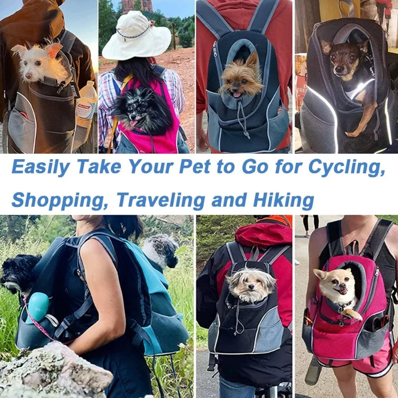New Dog Pet Backpack Carrier Travel Bag Front Pack Breathable Adjustable with Safety Reflective Strips for Hiking Outdoor Cats