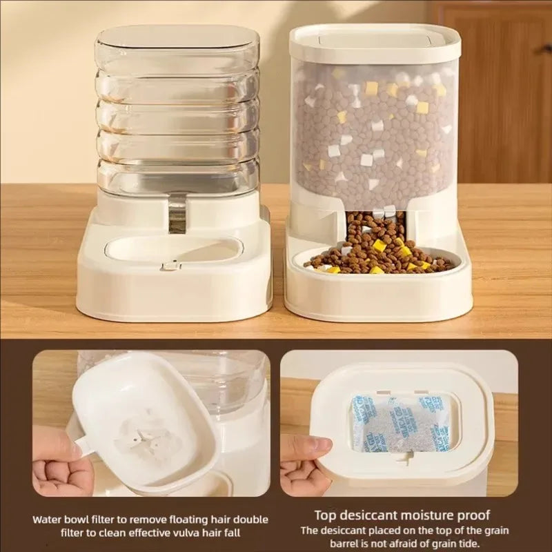 Gravity Pet Feeder and Water Dispenser Set Automatic Dog Feeder and Dog Water Dispenser for Dogs Cats Pets Animals Large Capaci